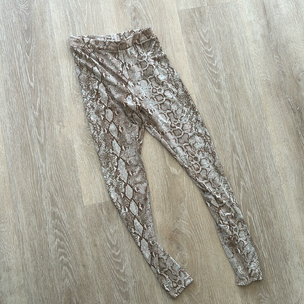 Jluxlabel nude snakeskin tights, small